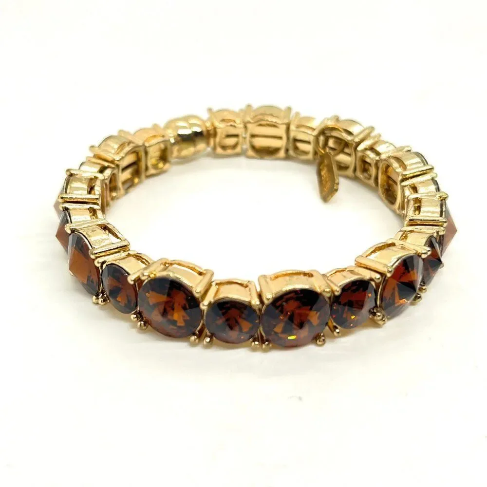 Tasha Bracelet Orange Rhinestone Gold Tone Magnetic Closure Statement